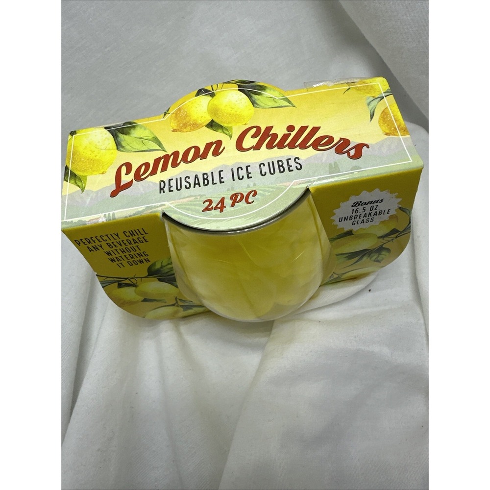 Reusable Ice Cubes Drink Chillers✨24 Piece Lemons✨ 16.5 Oz Unbreakable Glass